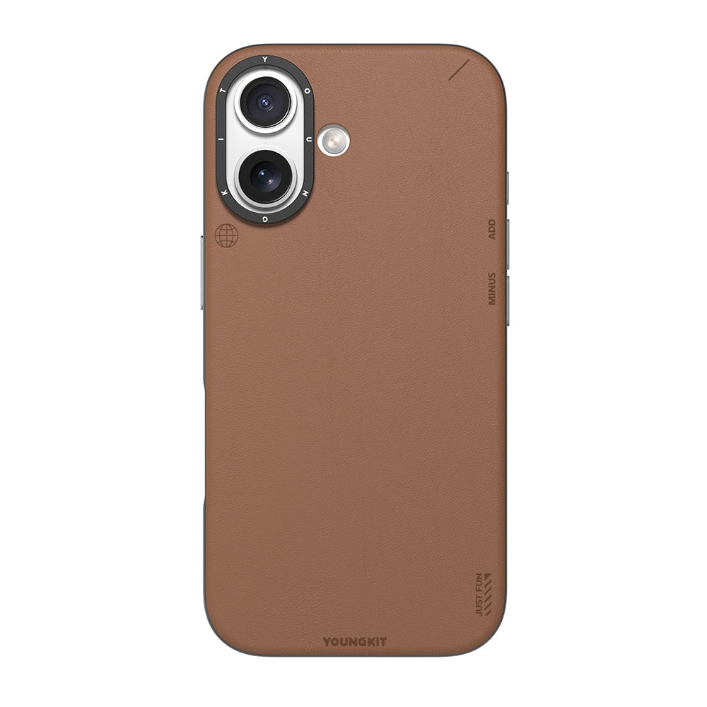 iPhone 17 Kılıf M-safe Şarj Özellikli Basit Mat Deri Desenli Youngkit Tech Fashion Serisi Kapak