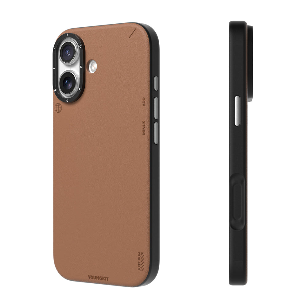 iPhone 17 Kılıf M-safe Şarj Özellikli Basit Mat Deri Desenli Youngkit Tech Fashion Serisi Kapak