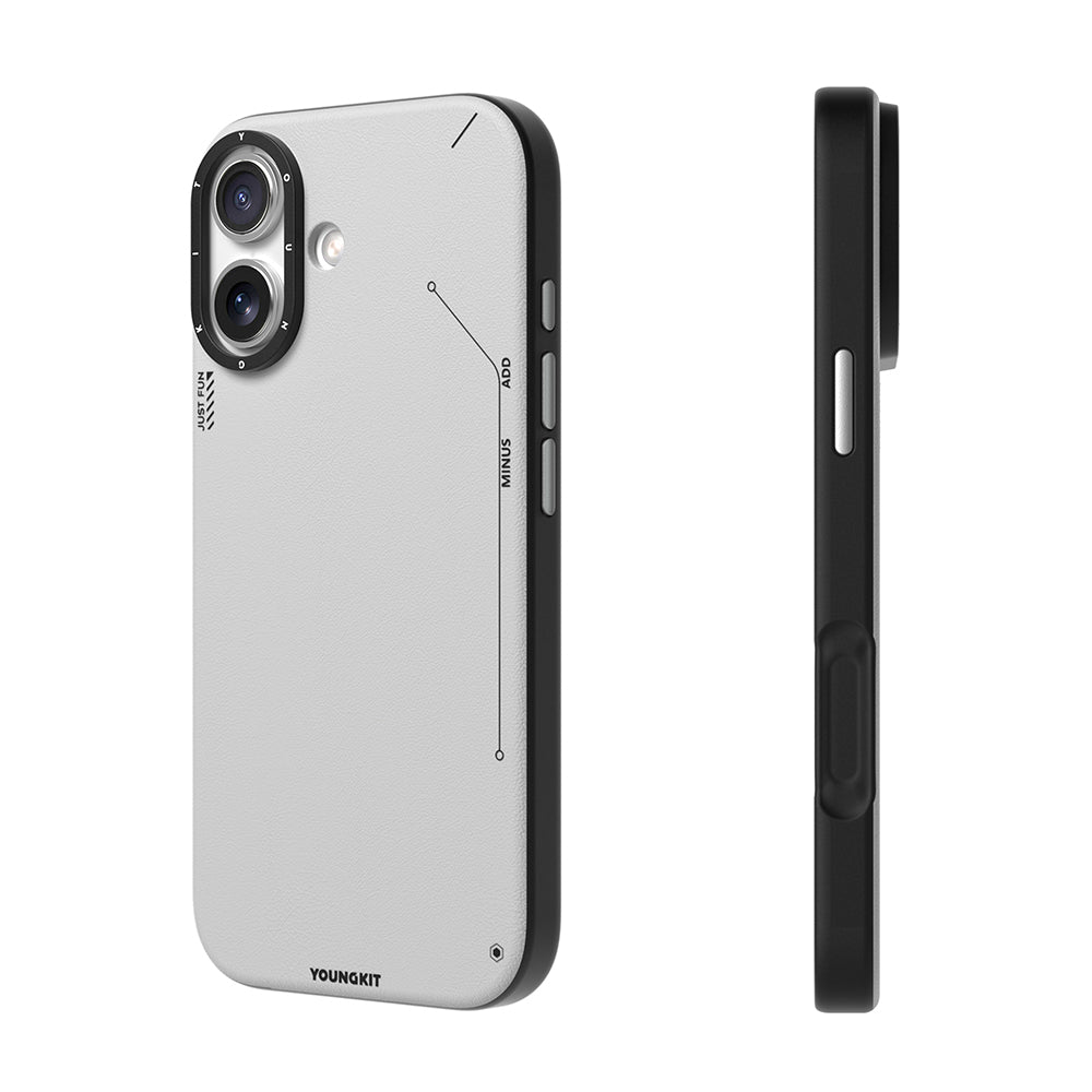 iPhone 17 Kılıf M-safe Şarj Özellikli Basit Mat Deri Desenli Youngkit Tech Fashion Serisi Kapak