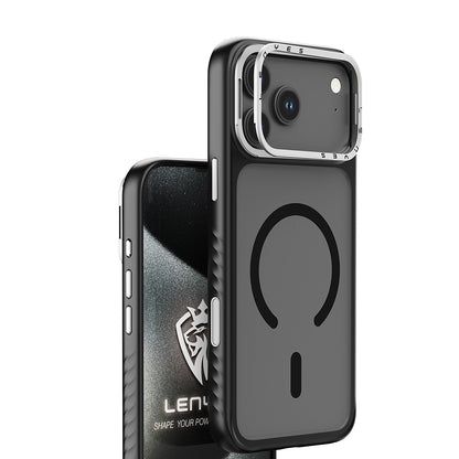 iPhone 17 Kılıf M-safe Şarj Özellikli Metal Kamera Standlı Lenyes CK226 PC Kapak