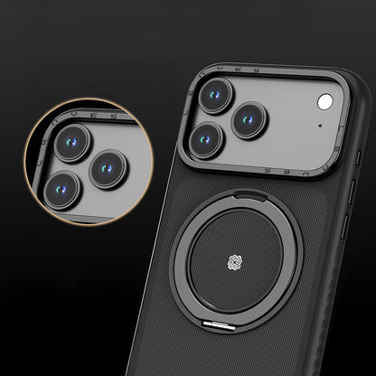 Apple iPhone 17 Kılıf M-safe Şarj Özellikli Metal Standlı Lenyes CK225 Kapak