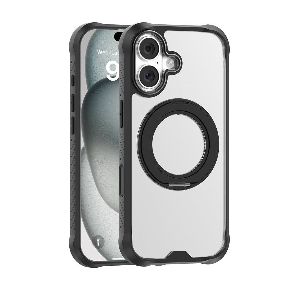 iPhone 17 Kılıf M-safe Şarj Özellikli Parmak Ring Standlı Airbag Tasarımlı Mutural Obsidian Serisi Kapak
