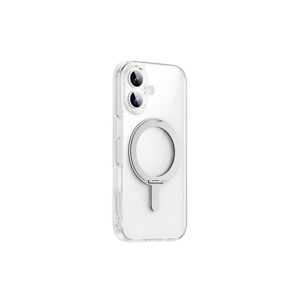 iPhone 17 Kılıf M-safe Şarj Özellikli Wiwu MCC-201 iShield Ultra Serisi Standlı Crystal Sert PC Kapak