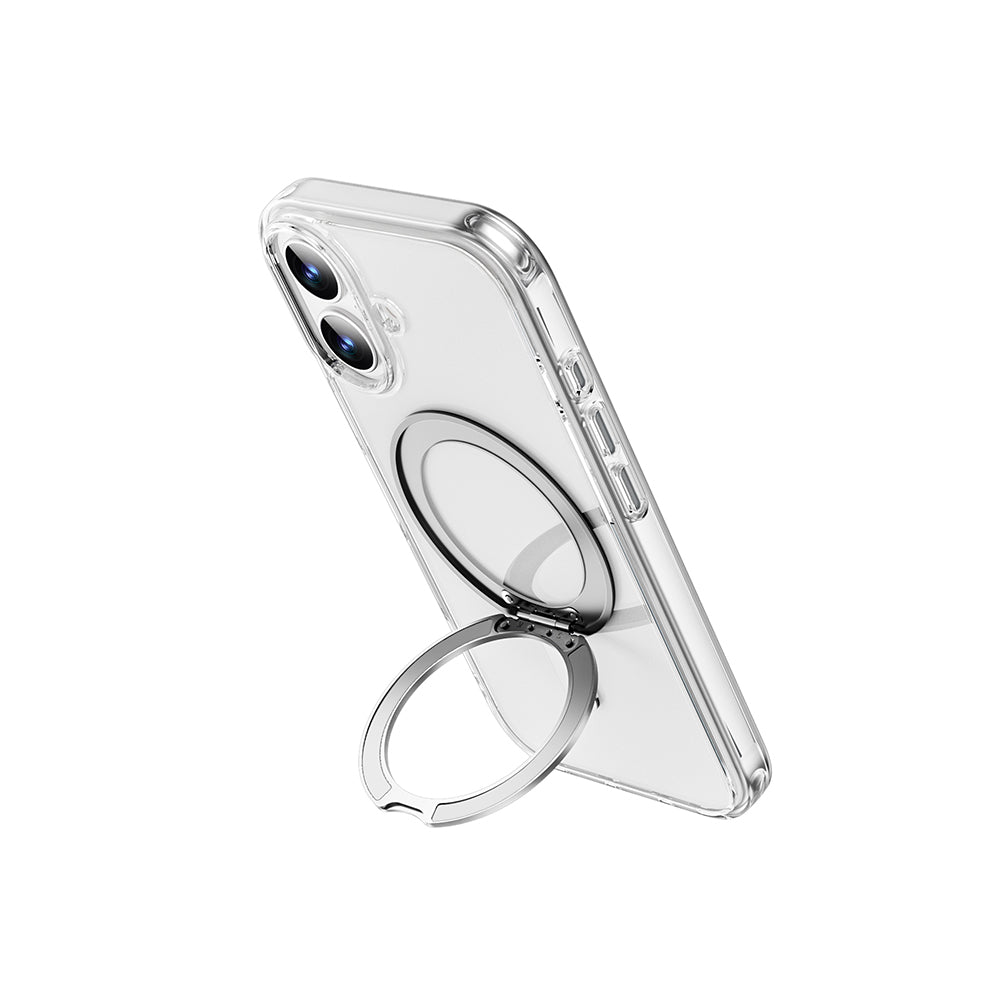 iPhone 17 Kılıf M-safe Şarj Özellikli Wiwu MCC-201 iShield Ultra Serisi Standlı Crystal Sert PC Kapak