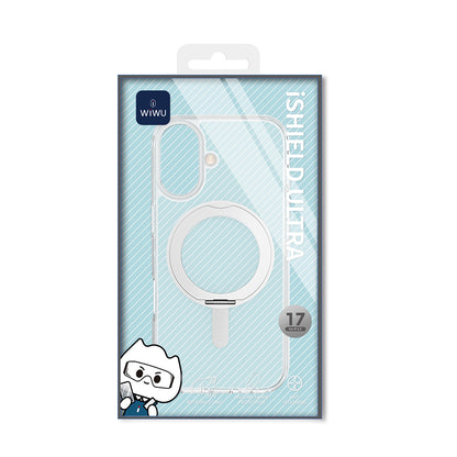iPhone 17 Kılıf M-safe Şarj Özellikli Wiwu MCC-201 iShield Ultra Serisi Standlı Crystal Sert PC Kapak
