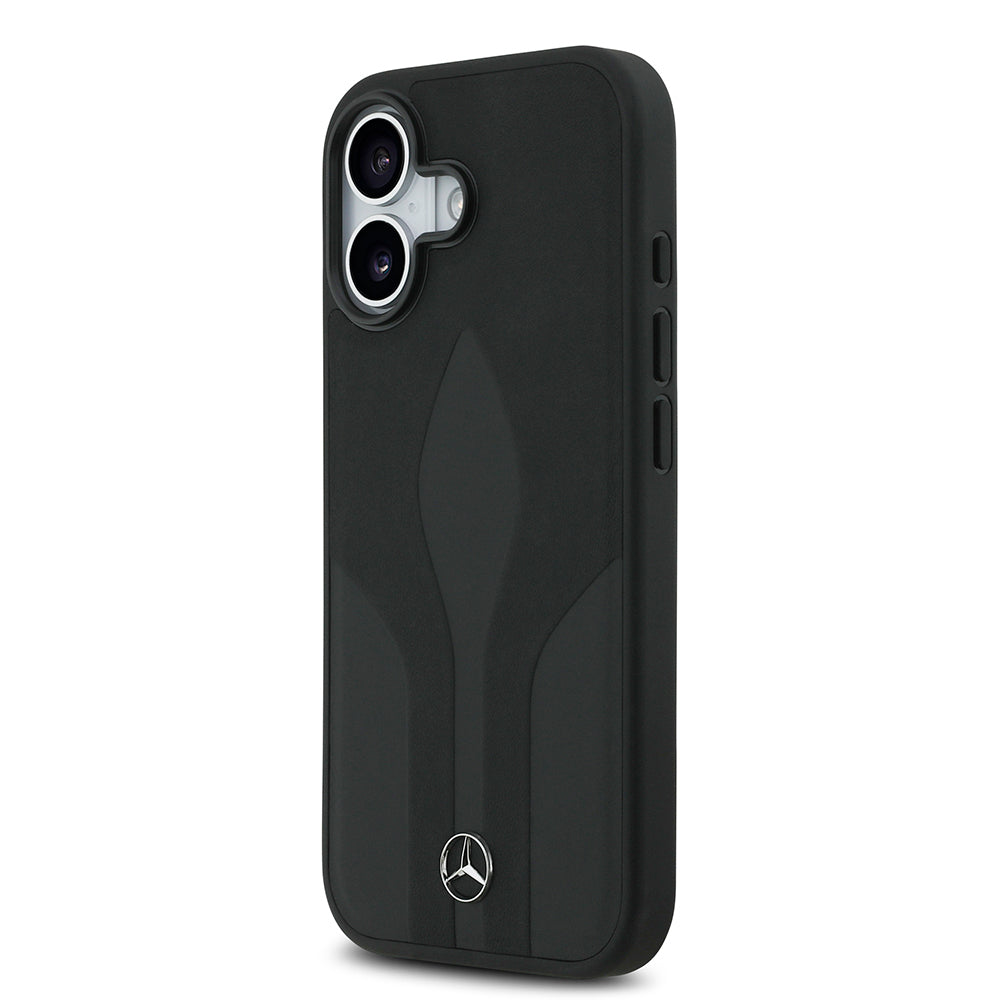 iPhone 17 Kılıf Mercedes Benz Orjinal Lisanslı M-safe Şarj Özellikli Dokulu Desenli Deri Kapak