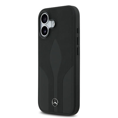 iPhone 17 Kılıf Mercedes Benz Orjinal Lisanslı M-safe Şarj Özellikli Dokulu Desenli Deri Kapak