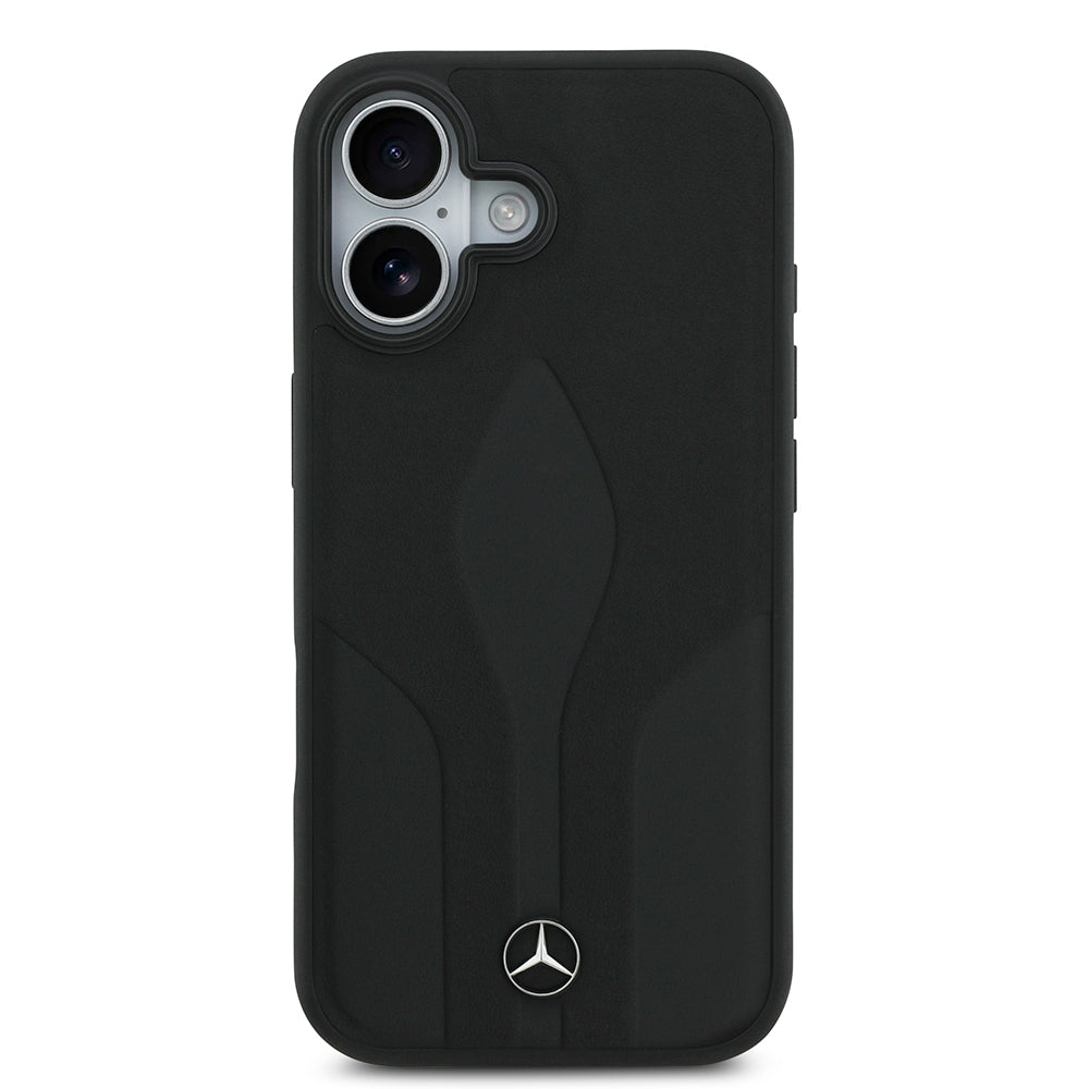 iPhone 17 Kılıf Mercedes Benz Orjinal Lisanslı M-safe Şarj Özellikli Dokulu Desenli Deri Kapak