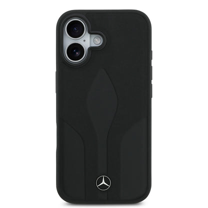 iPhone 17 Kılıf Mercedes Benz Orjinal Lisanslı M-safe Şarj Özellikli Dokulu Desenli Deri Kapak