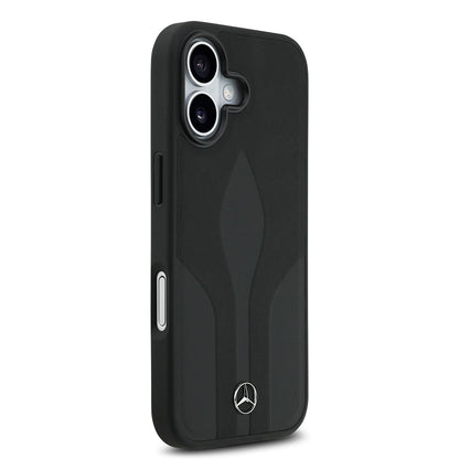 iPhone 17 Kılıf Mercedes Benz Orjinal Lisanslı M-safe Şarj Özellikli Dokulu Desenli Deri Kapak