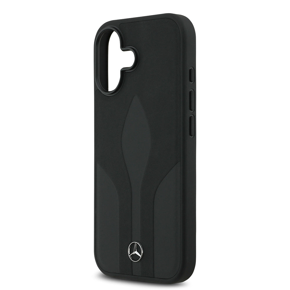 iPhone 17 Kılıf Mercedes Benz Orjinal Lisanslı M-safe Şarj Özellikli Dokulu Desenli Deri Kapak