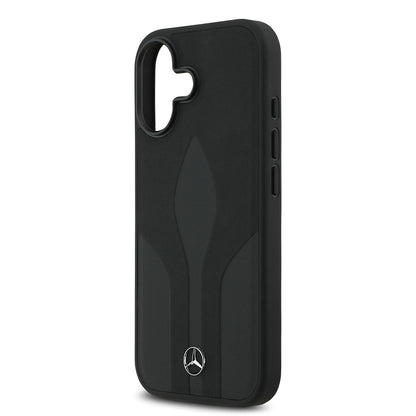 iPhone 17 Kılıf Mercedes Benz Orjinal Lisanslı M-safe Şarj Özellikli Dokulu Desenli Deri Kapak