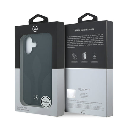 iPhone 17 Kılıf Mercedes Benz Orjinal Lisanslı M-safe Şarj Özellikli Dokulu Desenli Deri Kapak