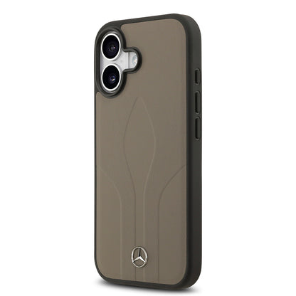 iPhone 17 Kılıf Mercedes Benz Orjinal Lisanslı M-safe Şarj Özellikli Dokulu Desenli Deri Kapak
