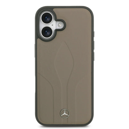 iPhone 17 Kılıf Mercedes Benz Orjinal Lisanslı M-safe Şarj Özellikli Dokulu Desenli Deri Kapak