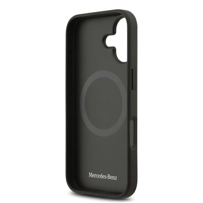 iPhone 17 Kılıf Mercedes Benz Orjinal Lisanslı M-safe Şarj Özellikli Dokulu Desenli Deri Kapak