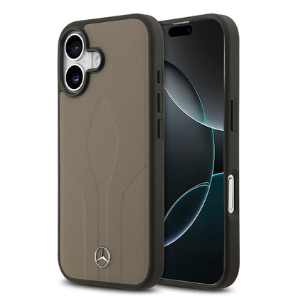 iPhone 17 Kılıf Mercedes Benz Orjinal Lisanslı M-safe Şarj Özellikli Dokulu Desenli Deri Kapak