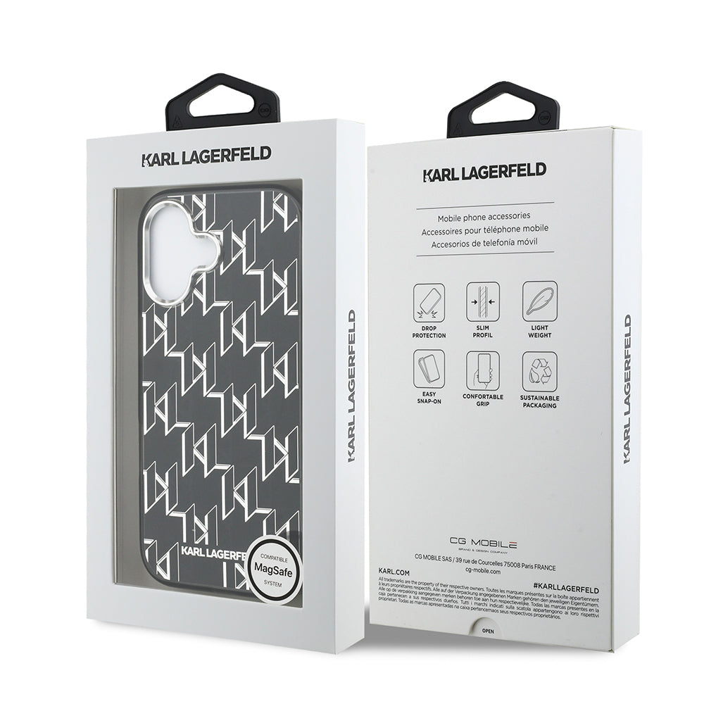 iPhone 17 Kılıf Orjinal Lisanslı M-safe Şarj Özellikli Karl Lagerfeld IML Baskılı Monogram Dizayn Kapak