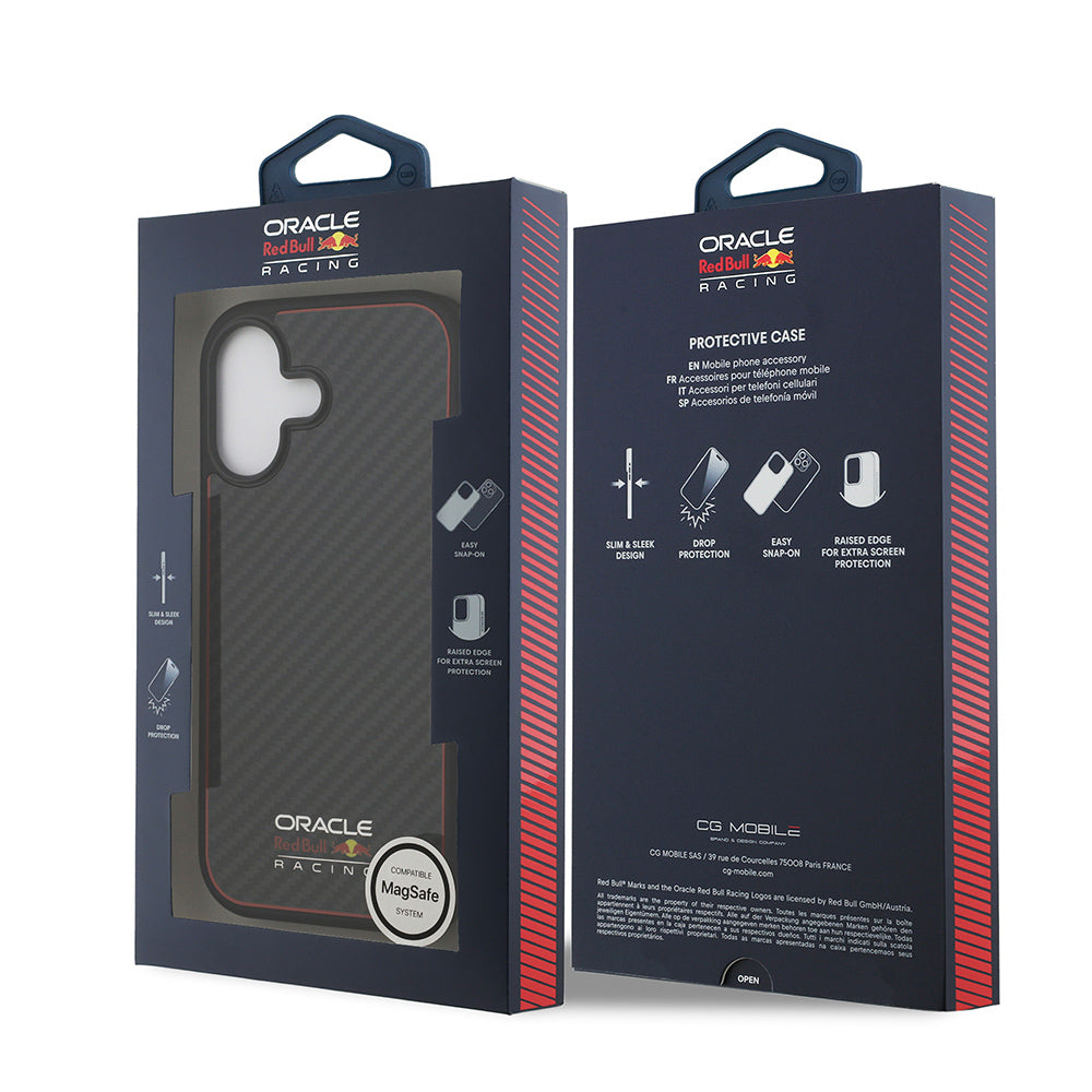 iPhone 17 Kılıf Redbull Orjinal Lisanslı M-safe Şarj Özellikli Karbon Fiber Parlayan Logolu Kevlar Kapak