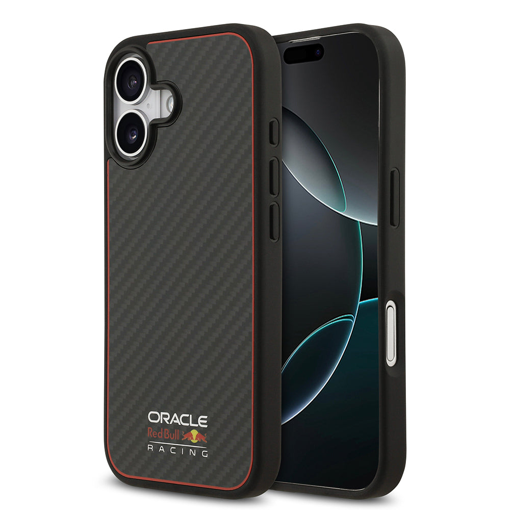 iPhone 17 Kılıf Redbull Orjinal Lisanslı M-safe Şarj Özellikli Karbon Fiber Parlayan Logolu Kevlar Kapak