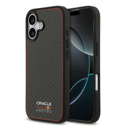iPhone 17 Kılıf Redbull Orjinal Lisanslı M-safe Şarj Özellikli Karbon Fiber Parlayan Logolu Kevlar Kapak