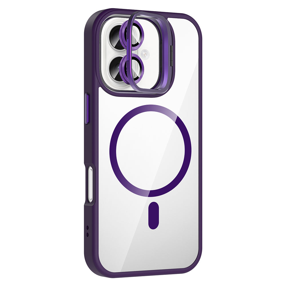 Apple iPhone 17 Kılıf Standlı ve Kamera Lens Hediyeli M-Safe Şarj Özellikli Zore Etro Kapak