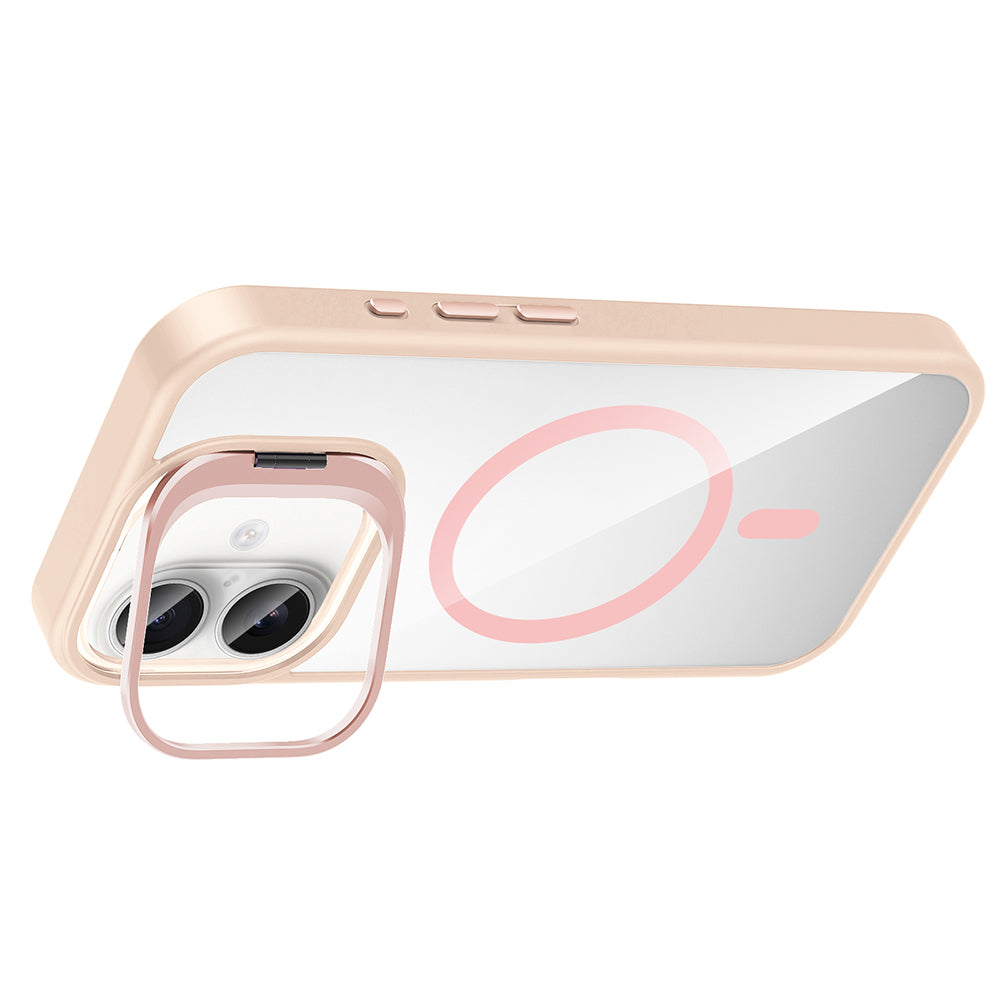 Apple iPhone 17 Kılıf Standlı ve Kamera Lens Hediyeli M-Safe Şarj Özellikli Zore Etro Kapak