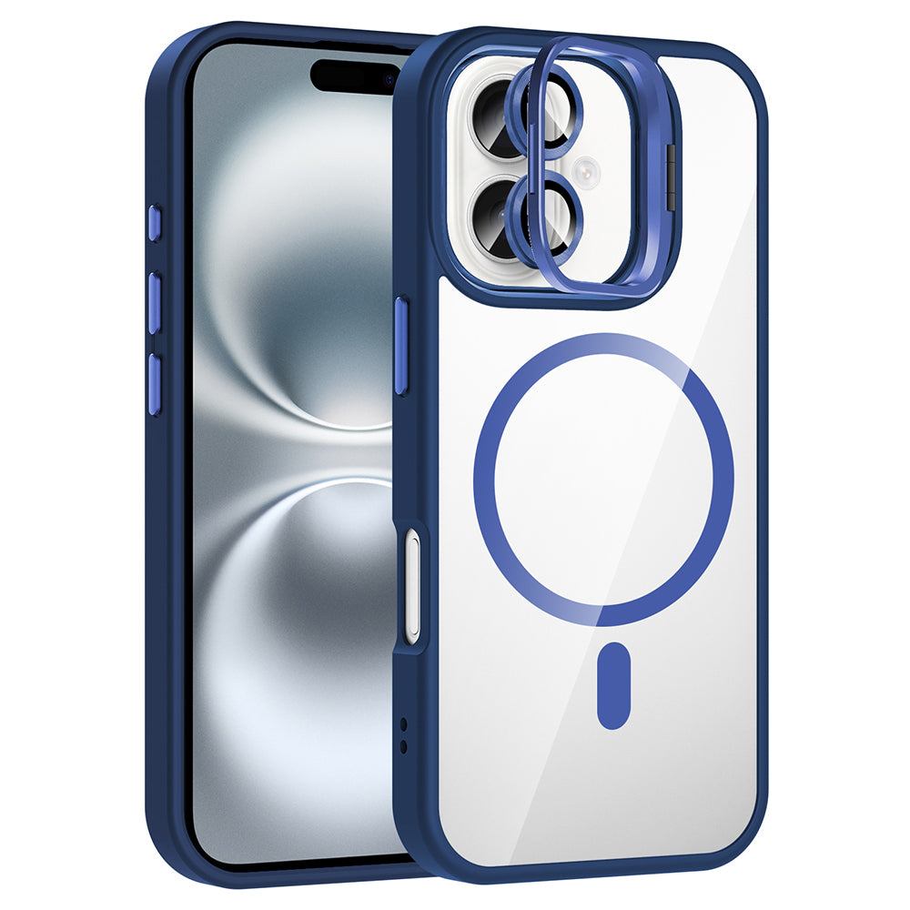 Apple iPhone 17 Kılıf Standlı ve Kamera Lens Hediyeli M-Safe Şarj Özellikli Zore Etro Kapak