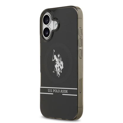 iPhone 17 Kılıf U.S. Polo Assn. Orjinal Lisanslı M-safe Şarj Özellikli IML Double Horse Stripe Logolu Kapak