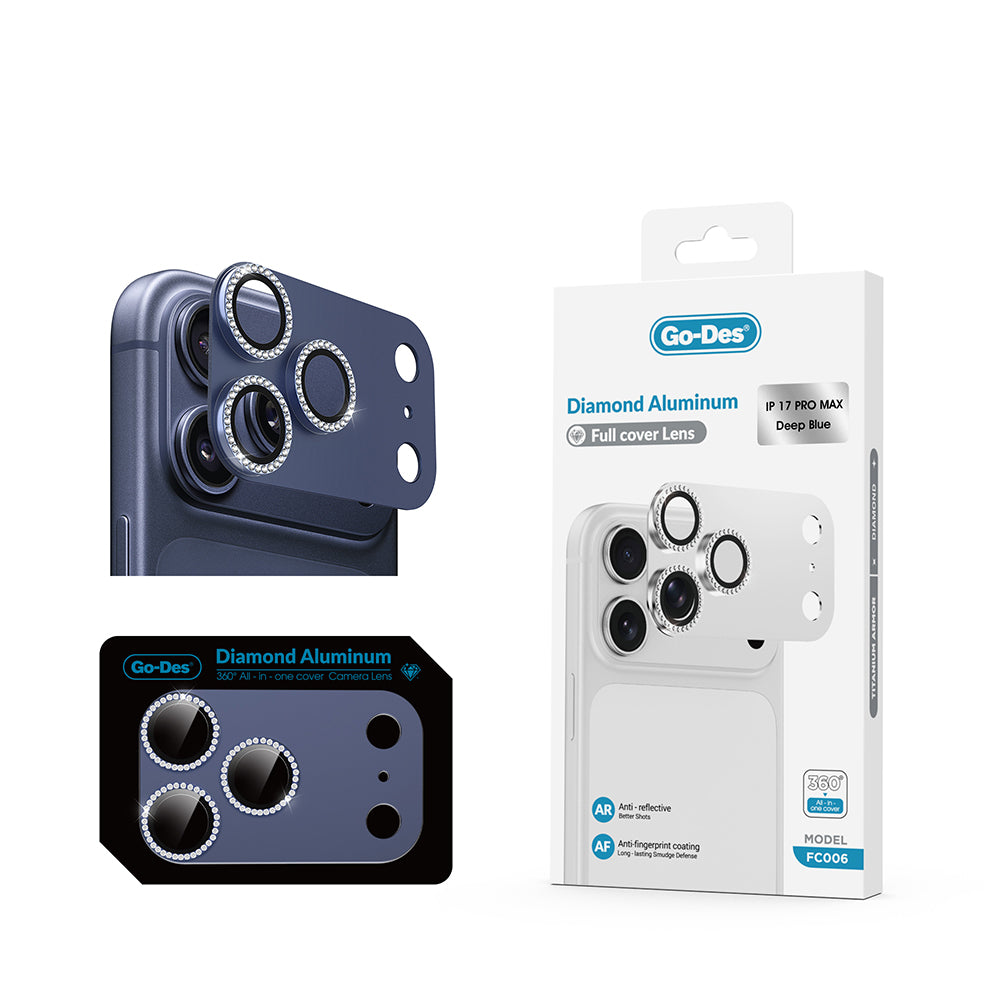 Apple iPhone 17 Pro Go Des FC006 Diamond Titanyum Serisi Anti Reflective Kamera Lens Koruyucu