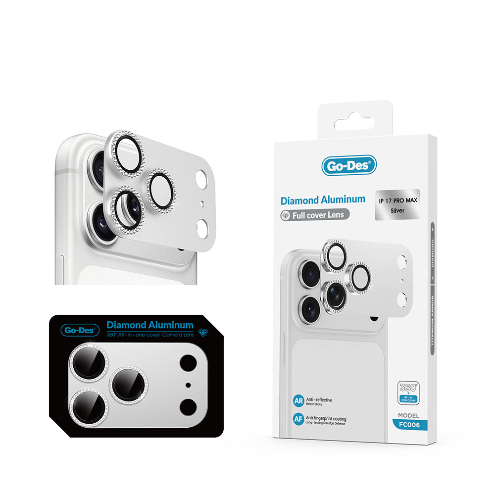 Apple iPhone 17 Pro Go Des FC006 Diamond Titanyum Serisi Anti Reflective Kamera Lens Koruyucu