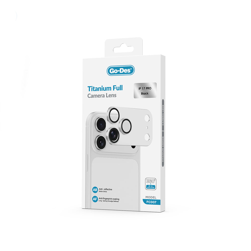 Apple iPhone 17 Pro Go Des FC007 Titanyum Serisi Anti Reflective Kamera Lens Koruyucu