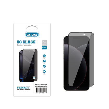iPhone 17 Pro Go Des OG Glass Privacy Antistatik Temperli Cam Ekran Koruyucu