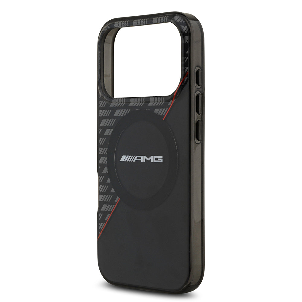 iPhone 17 Pro Kılıf AMG Orjinal Lisanslı M-safe Şarj Özellikli Çift Katmanlı Kırmızı Çapraz Çizgili Kapak