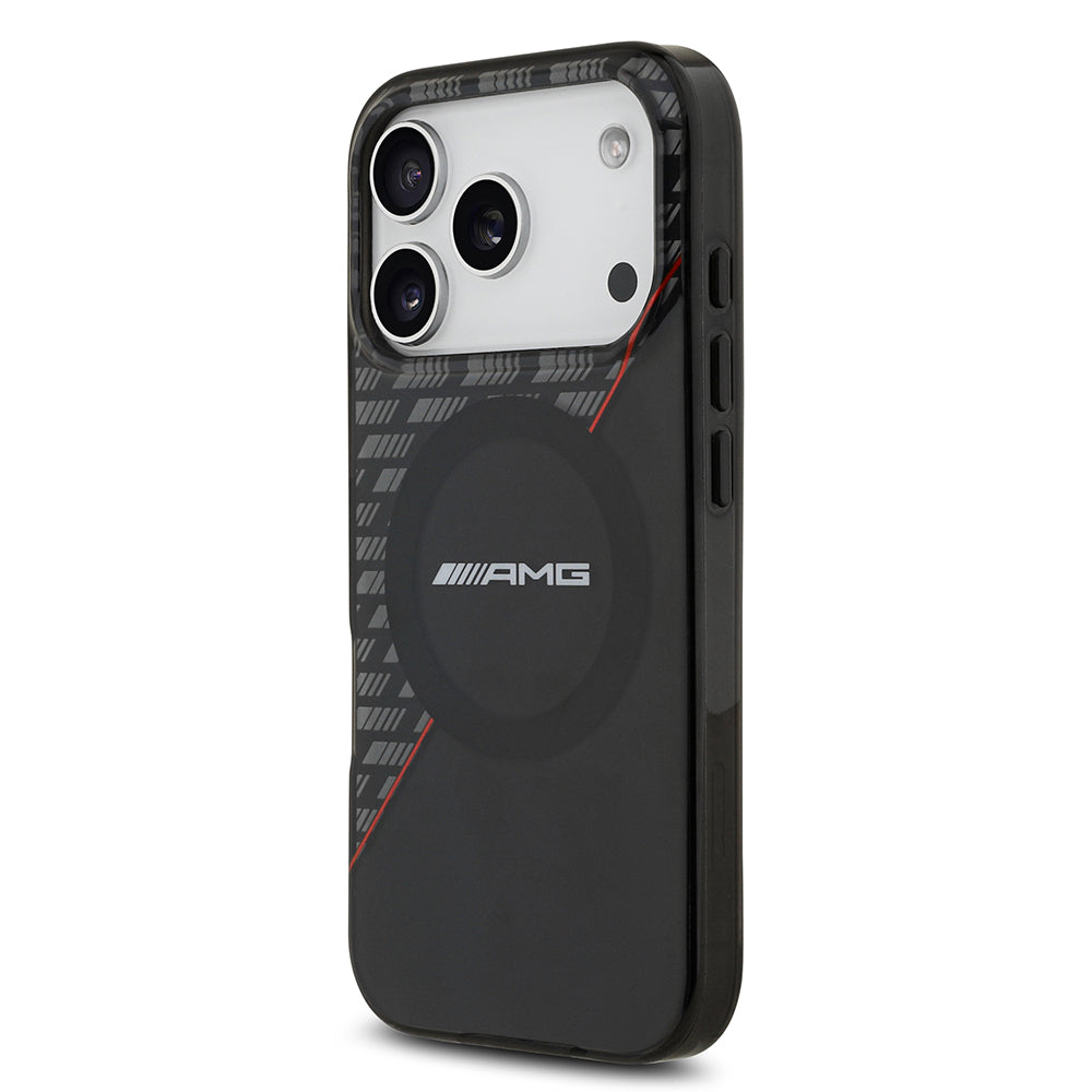 iPhone 17 Pro Kılıf AMG Orjinal Lisanslı M-safe Şarj Özellikli Çift Katmanlı Kırmızı Çapraz Çizgili Kapak