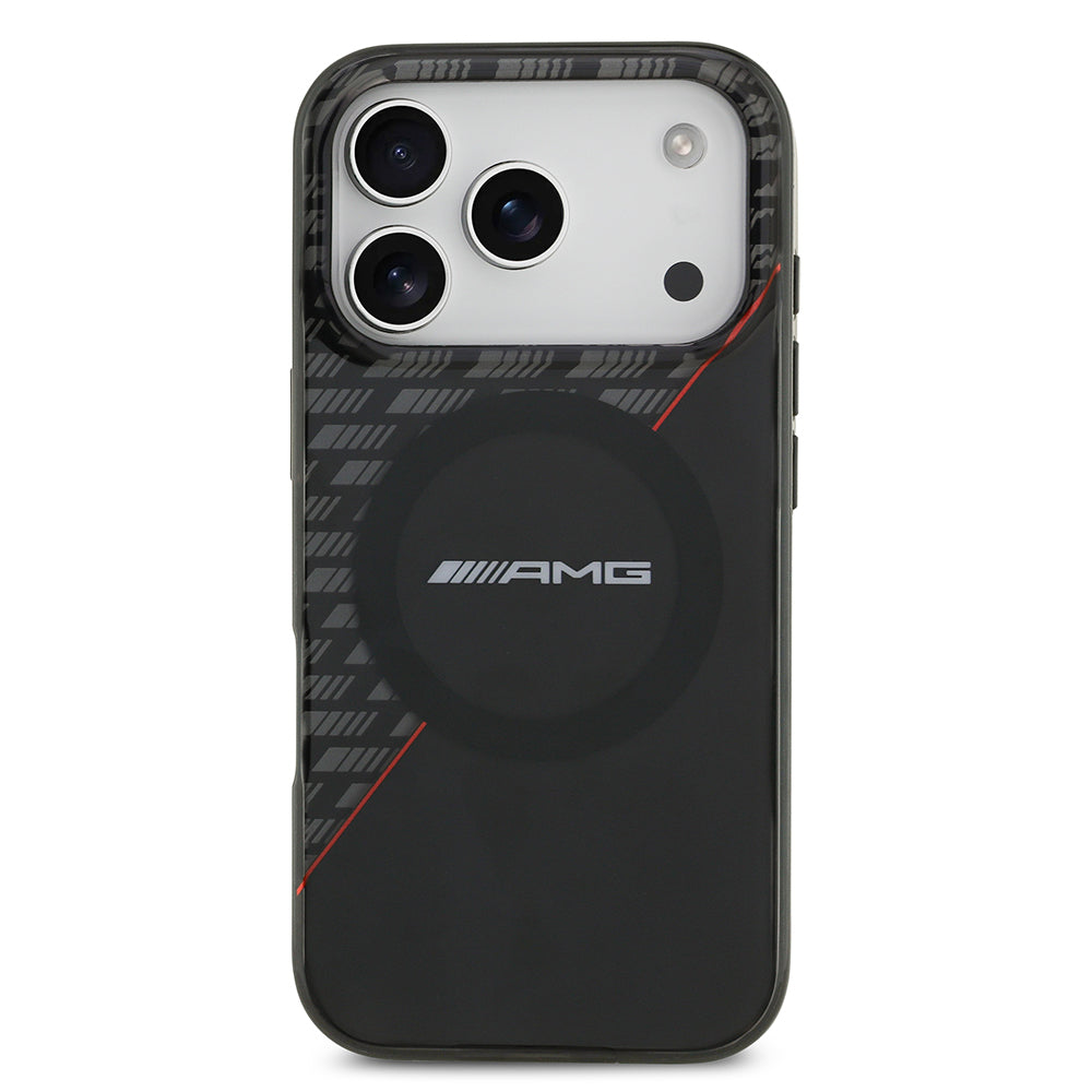 iPhone 17 Pro Kılıf AMG Orjinal Lisanslı M-safe Şarj Özellikli Çift Katmanlı Kırmızı Çapraz Çizgili Kapak