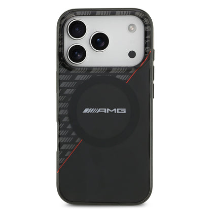 iPhone 17 Pro Kılıf AMG Orjinal Lisanslı M-safe Şarj Özellikli Çift Katmanlı Kırmızı Çapraz Çizgili Kapak