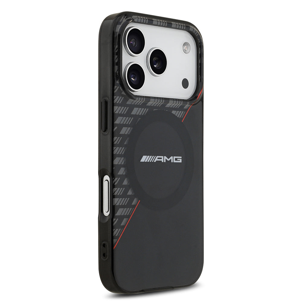 iPhone 17 Pro Kılıf AMG Orjinal Lisanslı M-safe Şarj Özellikli Çift Katmanlı Kırmızı Çapraz Çizgili Kapak