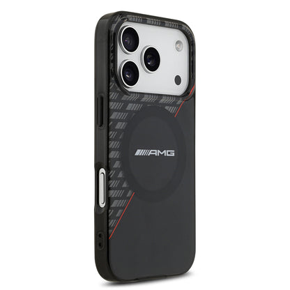 iPhone 17 Pro Kılıf AMG Orjinal Lisanslı M-safe Şarj Özellikli Çift Katmanlı Kırmızı Çapraz Çizgili Kapak