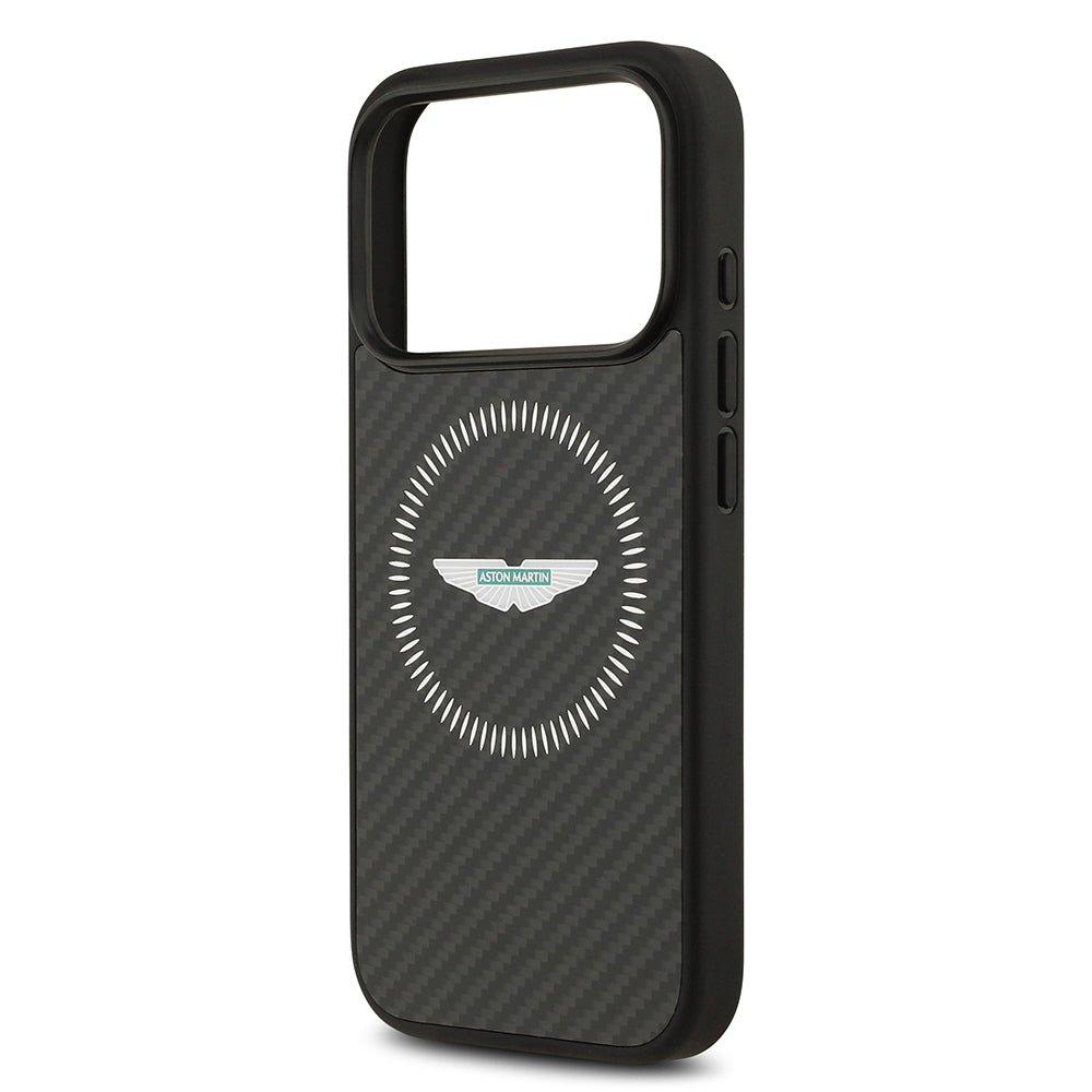 iPhone 17 Pro Kılıf Aston Martin Orjinal Lisanslı M-safe Şarj Özellikli Karbon Fiber Kevlar Kapak