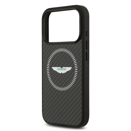 iPhone 17 Pro Kılıf Aston Martin Orjinal Lisanslı M-safe Şarj Özellikli Karbon Fiber Kevlar Kapak