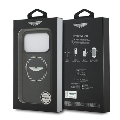 iPhone 17 Pro Kılıf Aston Martin Orjinal Lisanslı M-safe Şarj Özellikli Karbon Fiber Kevlar Kapak