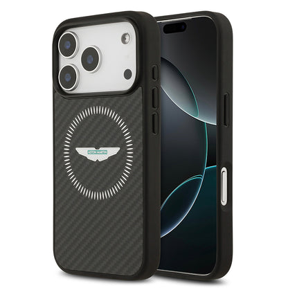 iPhone 17 Pro Kılıf Aston Martin Orjinal Lisanslı M-safe Şarj Özellikli Karbon Fiber Kevlar Kapak