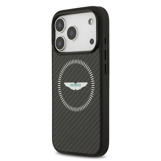iPhone 17 Pro Kılıf Aston Martin Orjinal Lisanslı M-safe Şarj Özellikli Karbon Fiber Kevlar Kapak