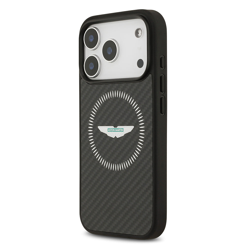 iPhone 17 Pro Kılıf Aston Martin Orjinal Lisanslı M-safe Şarj Özellikli Karbon Fiber Kevlar Kapak