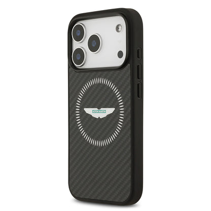 iPhone 17 Pro Kılıf Aston Martin Orjinal Lisanslı M-safe Şarj Özellikli Karbon Fiber Kevlar Kapak