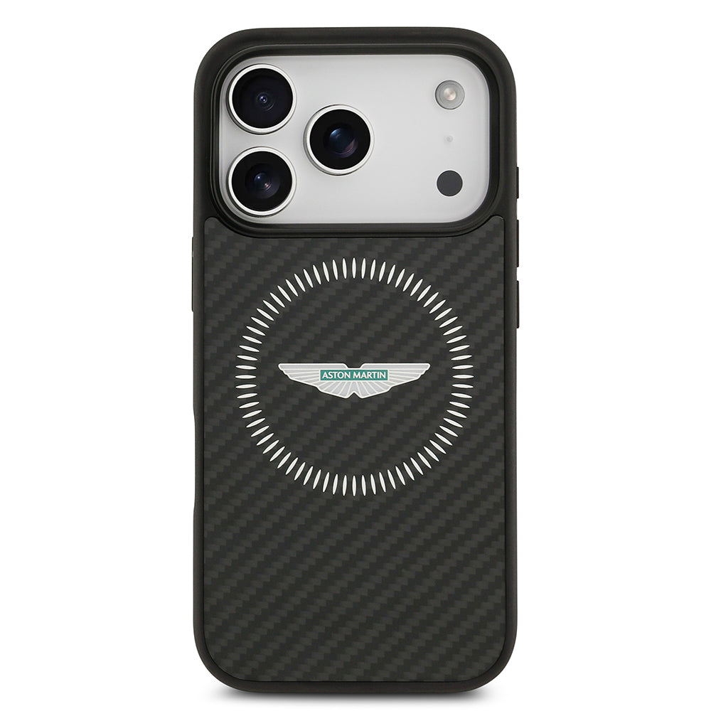 iPhone 17 Pro Kılıf Aston Martin Orjinal Lisanslı M-safe Şarj Özellikli Karbon Fiber Kevlar Kapak