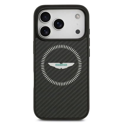 iPhone 17 Pro Kılıf Aston Martin Orjinal Lisanslı M-safe Şarj Özellikli Karbon Fiber Kevlar Kapak