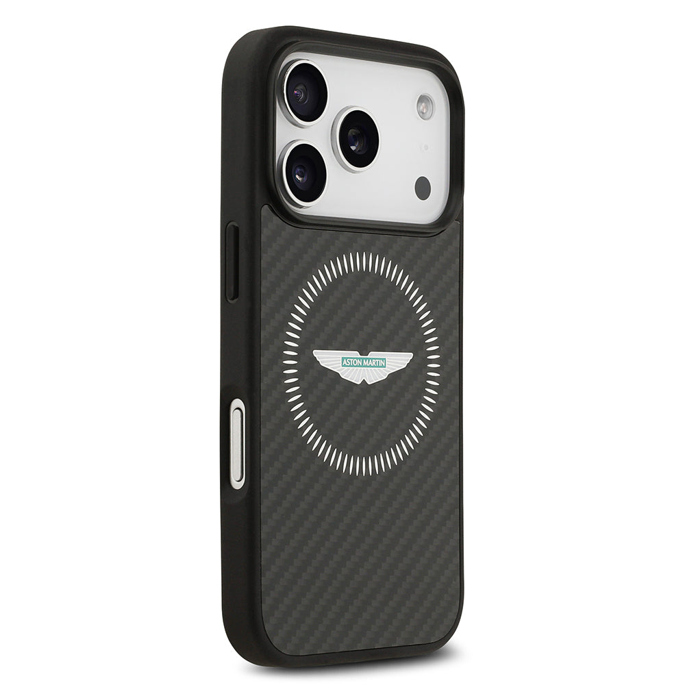 iPhone 17 Pro Kılıf Aston Martin Orjinal Lisanslı M-safe Şarj Özellikli Karbon Fiber Kevlar Kapak