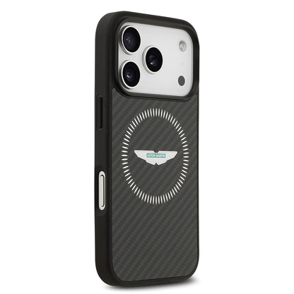 iPhone 17 Pro Kılıf Aston Martin Orjinal Lisanslı M-safe Şarj Özellikli Karbon Fiber Kevlar Kapak